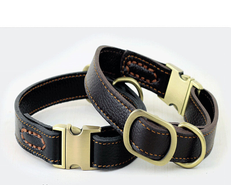 HKM-935123 Leather Dog Collar for Small and Medium Dogs – Adjustable Sizes, Brown and Black Options