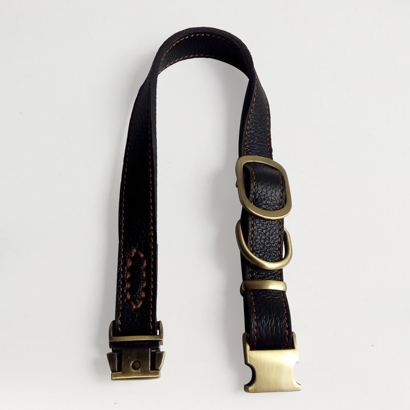 HKM-935123 Leather Dog Collar for Small and Medium Dogs – Adjustable Sizes, Brown and Black Options