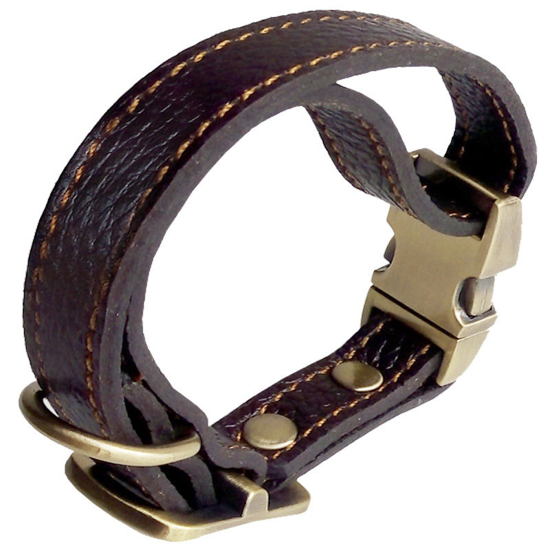 HKM-935123 Leather Dog Collar for Small and Medium Dogs – Adjustable Sizes, Brown and Black Options