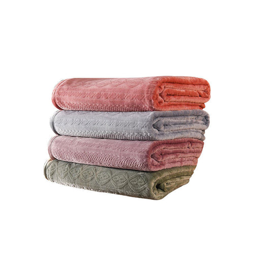 HKM-935251 Coral Fleece Blanket - Soft 7D Carved Milk Velvet in Multiple Colors and Sizes