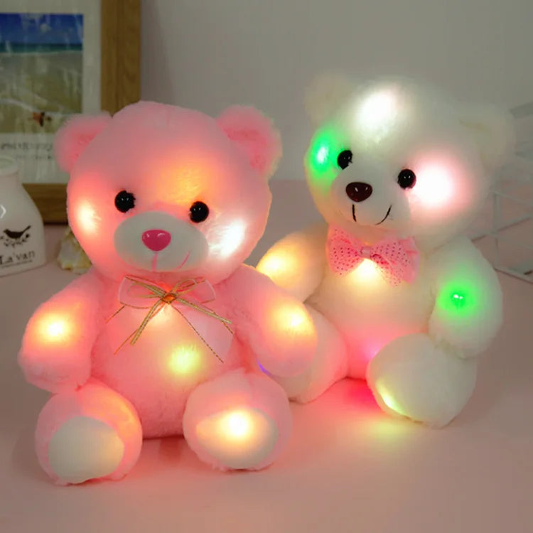 KTX-935251 Glow-in-the-Dark Plush Teddy Bear - 22cm LED Light-Up Stuffed Animal for Kids and Adults