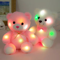 HKM-935251 Glow-in-the-Dark Plush Teddy Bear - 22cm LED Light-Up Stuffed Animal for Kids and Adults