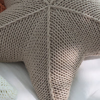HKM-935379 Hand-Knitted Starfish-Shaped Pillow in Coral Orange, Milky White, and Khaki, 50x50CM