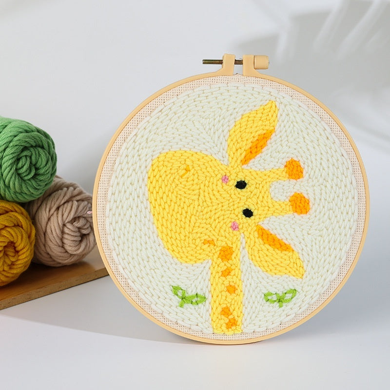 HKM-935507 Handmade Embroidery Material Kit for Beginners - Cute Animal Designs and Tutorial