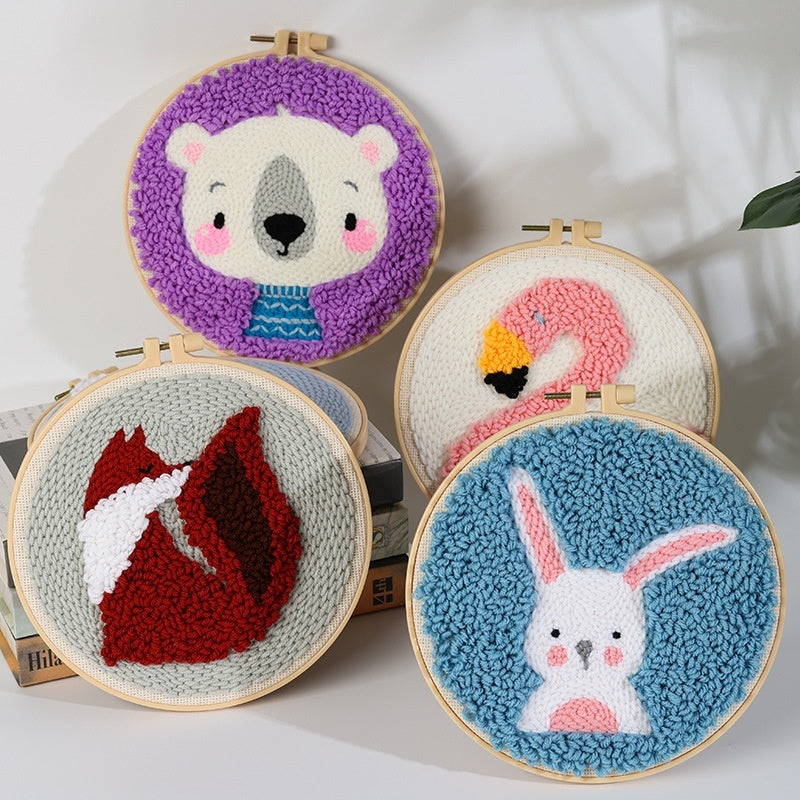 HKM-935507 Handmade Embroidery Material Kit for Beginners - Cute Animal Designs and Tutorial