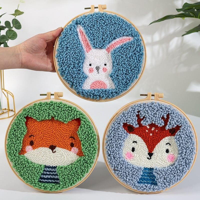 HKM-935507 Handmade Embroidery Material Kit for Beginners - Cute Animal Designs and Tutorial