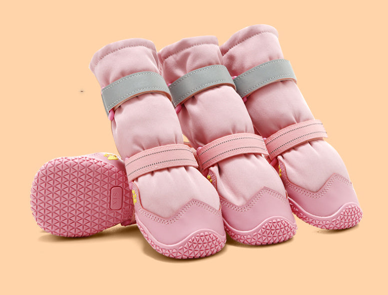 HKM-935571 Waterproof Non-Slip Dog Shoes for Medium to Large Breeds - Black and Pink Options Available