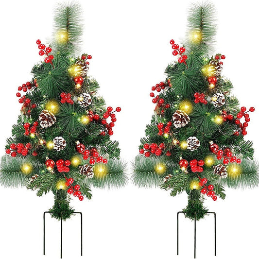 HKM-935699 Christmas Solar-Powered Tree Decoration with Floor Outlet for Courtyard & Lawn Use
