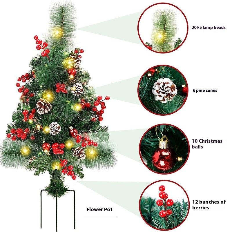 HKM-935699 Christmas Solar-Powered Tree Decoration with Floor Outlet for Courtyard & Lawn Use