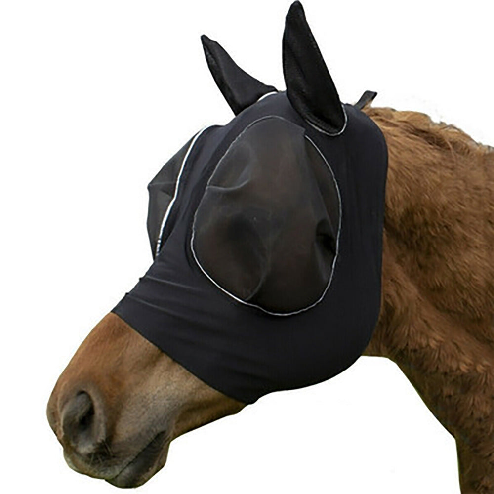 HKM-935763 Universal Horse Mosquito Cover - Lightweight, Black Latex & Net, 21x31cm