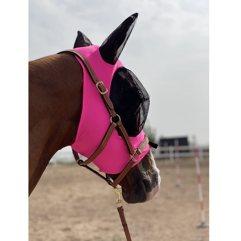 HKM-935763 Universal Horse Mosquito Cover - Lightweight, Black Latex & Net, 21x31cm