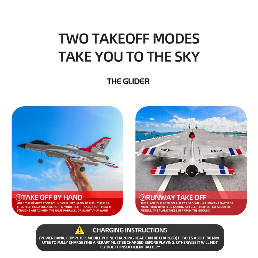 HKM-935827 Remote Control Glider Plane Toy 2.4G 2CH Outdoor Aircraft for Kids Ages 14+