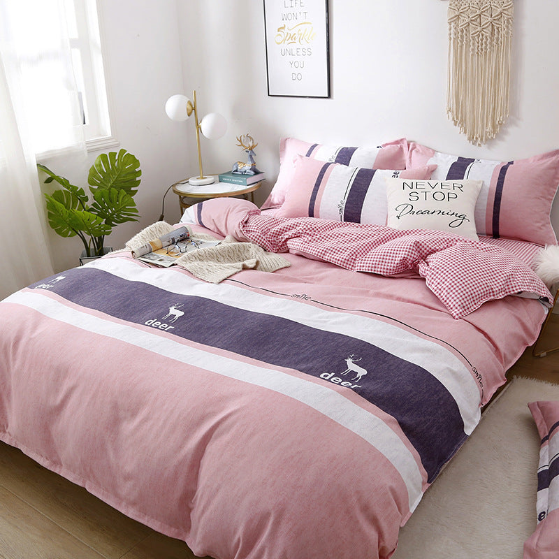 HKM-935891 Pure Cotton Brushed Four-Piece Bedding Set in Various Sizes