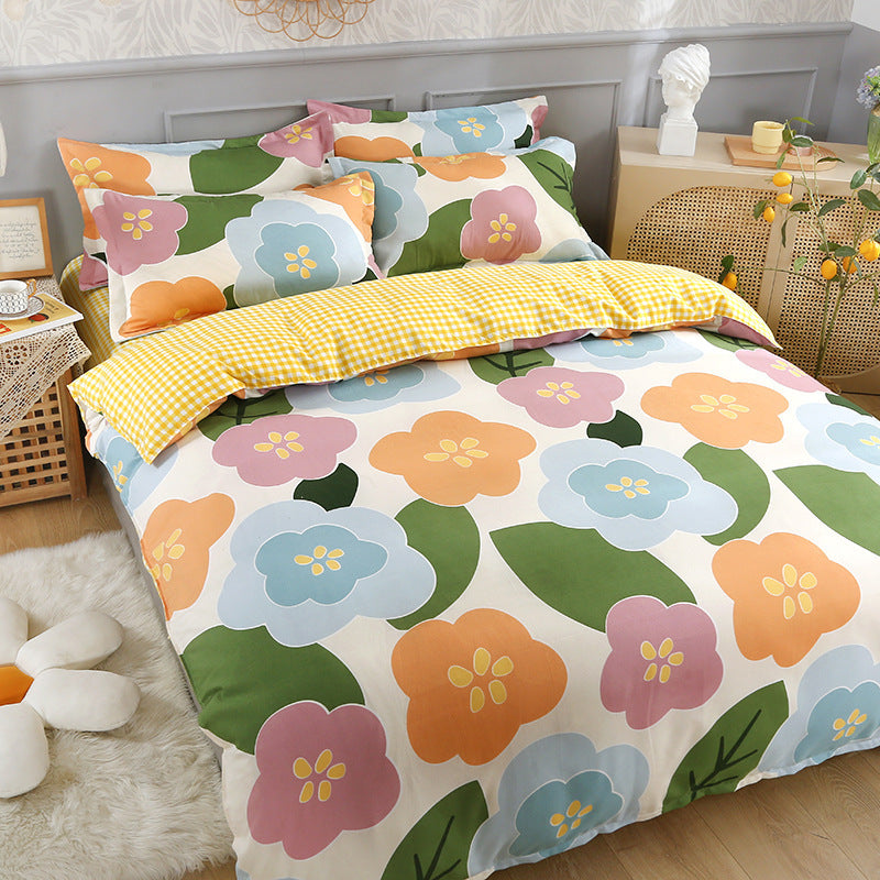 HKM-935891 Pure Cotton Brushed Four-Piece Bedding Set in Various Sizes