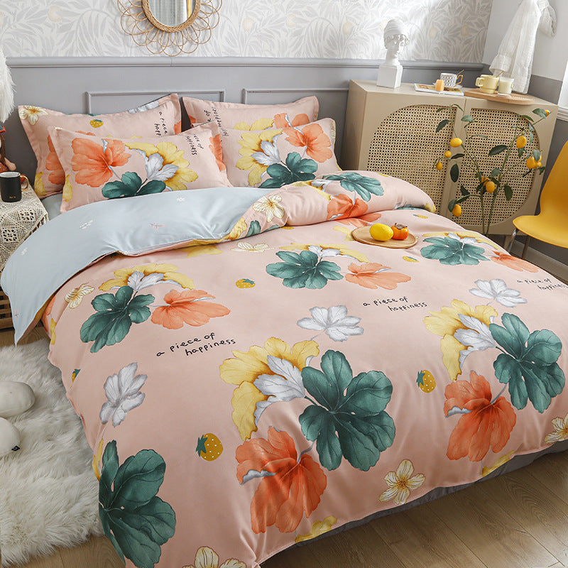 HKM-935891 Pure Cotton Brushed Four-Piece Bedding Set in Various Sizes