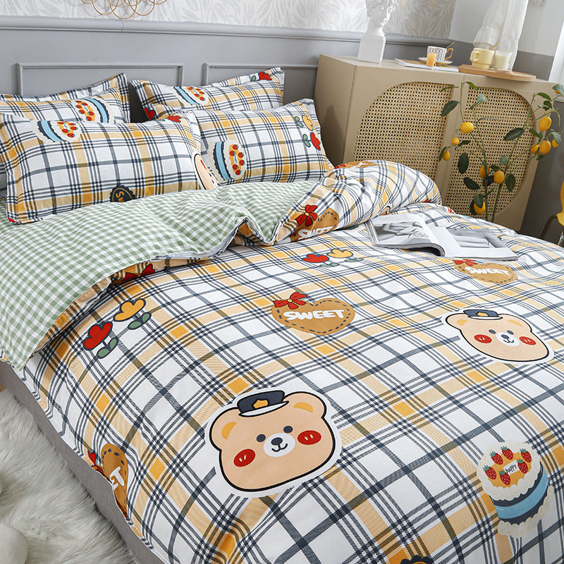 HKM-935891 Pure Cotton Brushed Four-Piece Bedding Set in Various Sizes