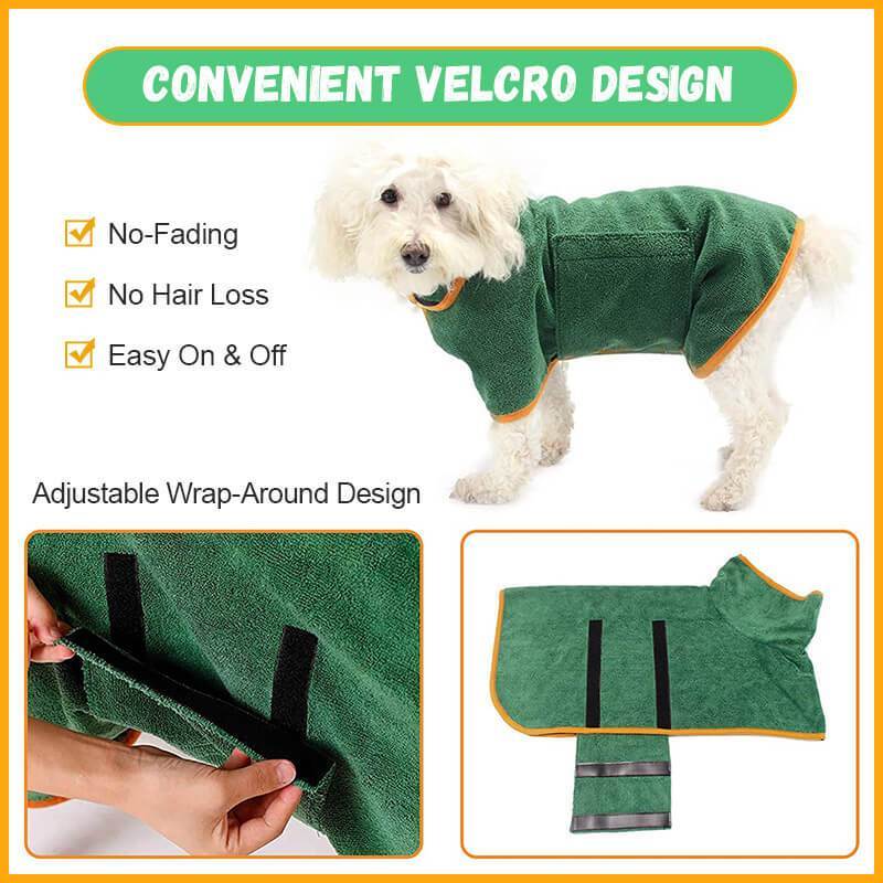 HKM-936083 Super Absorbent Microfiber Pet Bathrobe with Adjustable Neck Strap for Quick Drying