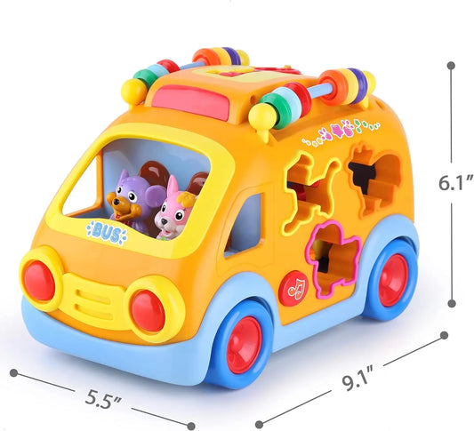Educational Baby Bus with Animal Blocks - Musical Learning Toy for Infants and Toddlers