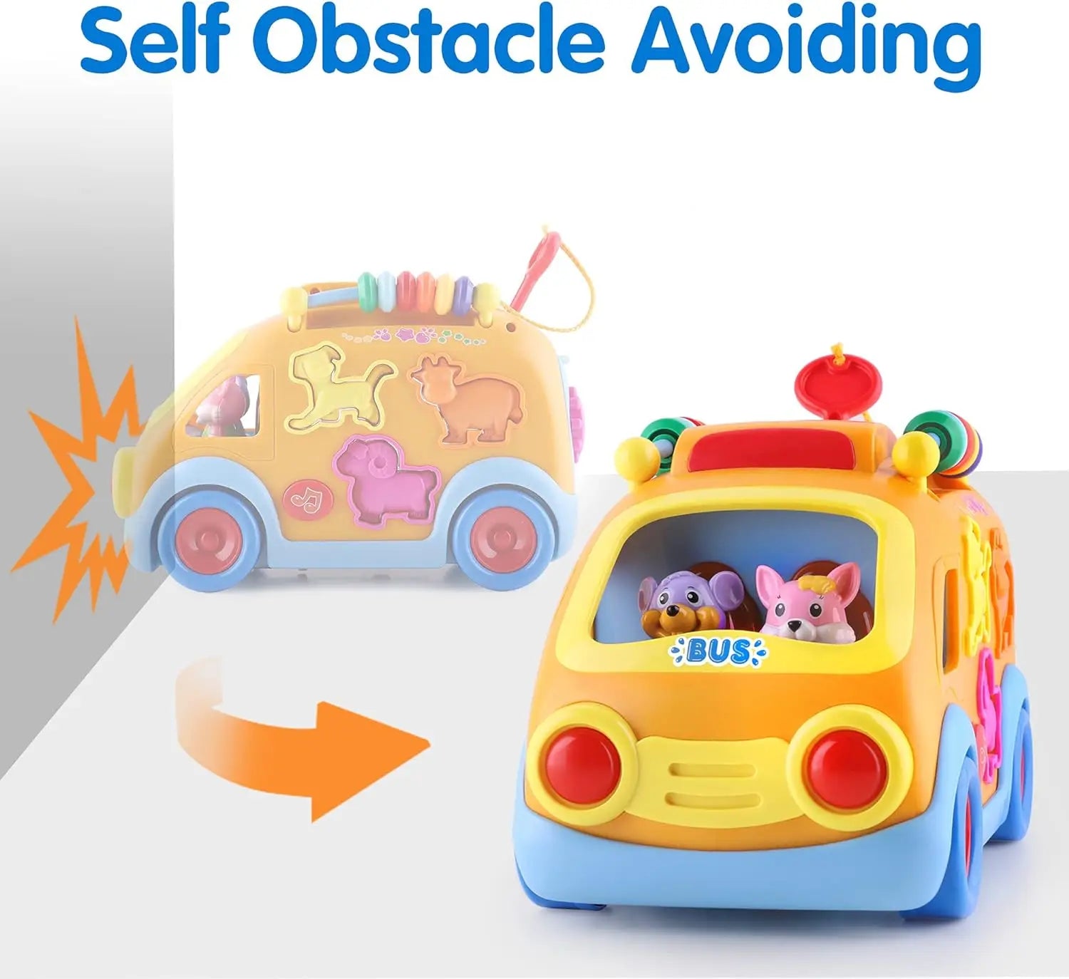 Educational Baby Bus with Animal Blocks - Musical Learning Toy for Infants and Toddlers