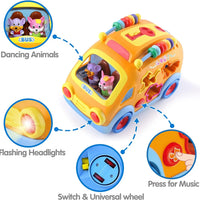 HKM-936211 Educational Baby Bus with Animal Blocks - Musical Learning Toy for Infants and Toddlers
