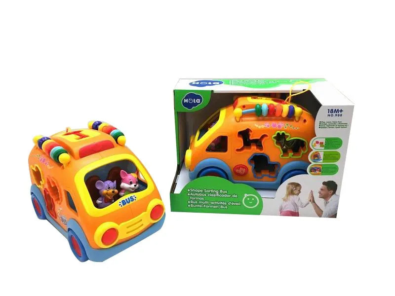 Educational Baby Bus with Animal Blocks - Musical Learning Toy for Infants and Toddlers