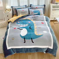 HKM-936403 Large Cartoon Anime Milk Fiber Four-piece Bedding Set for Autumn and Winter