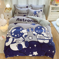HKM-936403 Large Cartoon Anime Milk Fiber Four-piece Bedding Set for Autumn and Winter