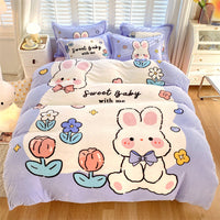 HKM-936403 Large Cartoon Anime Milk Fiber Four-piece Bedding Set for Autumn and Winter