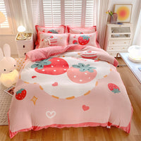 HKM-936403 Large Cartoon Anime Milk Fiber Four-piece Bedding Set for Autumn and Winter