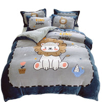 HKM-936403 Large Cartoon Anime Milk Fiber Four-piece Bedding Set for Autumn and Winter