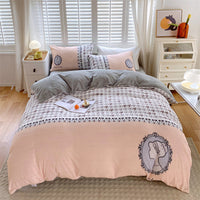 HKM-936403 Large Cartoon Anime Milk Fiber Four-piece Bedding Set for Autumn and Winter