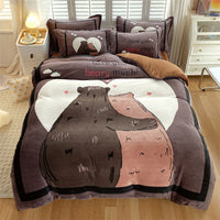 HKM-936403 Large Cartoon Anime Milk Fiber Four-piece Bedding Set for Autumn and Winter