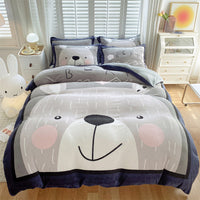 HKM-936403 Large Cartoon Anime Milk Fiber Four-piece Bedding Set for Autumn and Winter