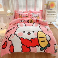 HKM-936403 Large Cartoon Anime Milk Fiber Four-piece Bedding Set for Autumn and Winter