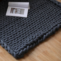 HKM-936723 Chunky Knit Blanket in Soft Cotton Tube Yarn - Pet Friendly, Versatile Throw and Floor Mat, Machine Washable