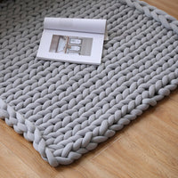 HKM-936723 Chunky Knit Blanket in Soft Cotton Tube Yarn - Pet Friendly, Versatile Throw and Floor Mat, Machine Washable