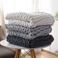 HKM-936723 Chunky Knit Blanket in Soft Cotton Tube Yarn - Pet Friendly, Versatile Throw and Floor Mat, Machine Washable