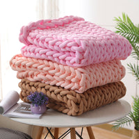 HKM-936723 Chunky Knit Blanket in Soft Cotton Tube Yarn - Pet Friendly, Versatile Throw and Floor Mat, Machine Washable