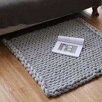 HKM-936723 Chunky Knit Blanket in Soft Cotton Tube Yarn - Pet Friendly, Versatile Throw and Floor Mat, Machine Washable
