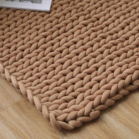 HKM-936723 Chunky Knit Blanket in Soft Cotton Tube Yarn - Pet Friendly, Versatile Throw and Floor Mat, Machine Washable