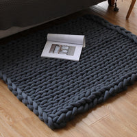 HKM-936723 Chunky Knit Blanket in Soft Cotton Tube Yarn - Pet Friendly, Versatile Throw and Floor Mat, Machine Washable