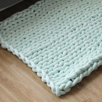 HKM-936723 Chunky Knit Blanket in Soft Cotton Tube Yarn - Pet Friendly, Versatile Throw and Floor Mat, Machine Washable