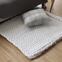 HKM-936723 Chunky Knit Blanket in Soft Cotton Tube Yarn - Pet Friendly, Versatile Throw and Floor Mat, Machine Washable