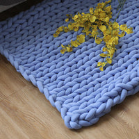 HKM-936723 Chunky Knit Blanket in Soft Cotton Tube Yarn - Pet Friendly, Versatile Throw and Floor Mat, Machine Washable