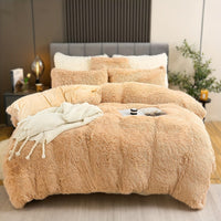 HKM-936723 Ultra Soft Velvet 4PC Duvet Cover Set in Solid Color – 100% Pure Cotton, Modern Design