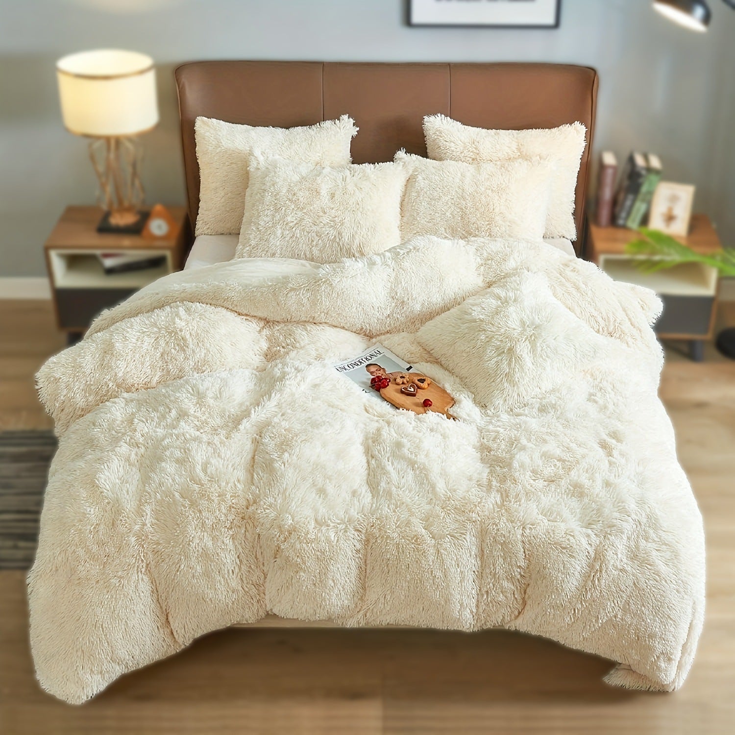 HKM-936723 Ultra Soft Velvet 4PC Duvet Cover Set in Solid Color – 100% Pure Cotton, Modern Design