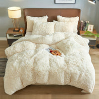 HKM-936723 Ultra Soft Velvet 4PC Duvet Cover Set in Solid Color – 100% Pure Cotton, Modern Design