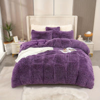 HKM-936723 Ultra Soft Velvet 4PC Duvet Cover Set in Solid Color – 100% Pure Cotton, Modern Design