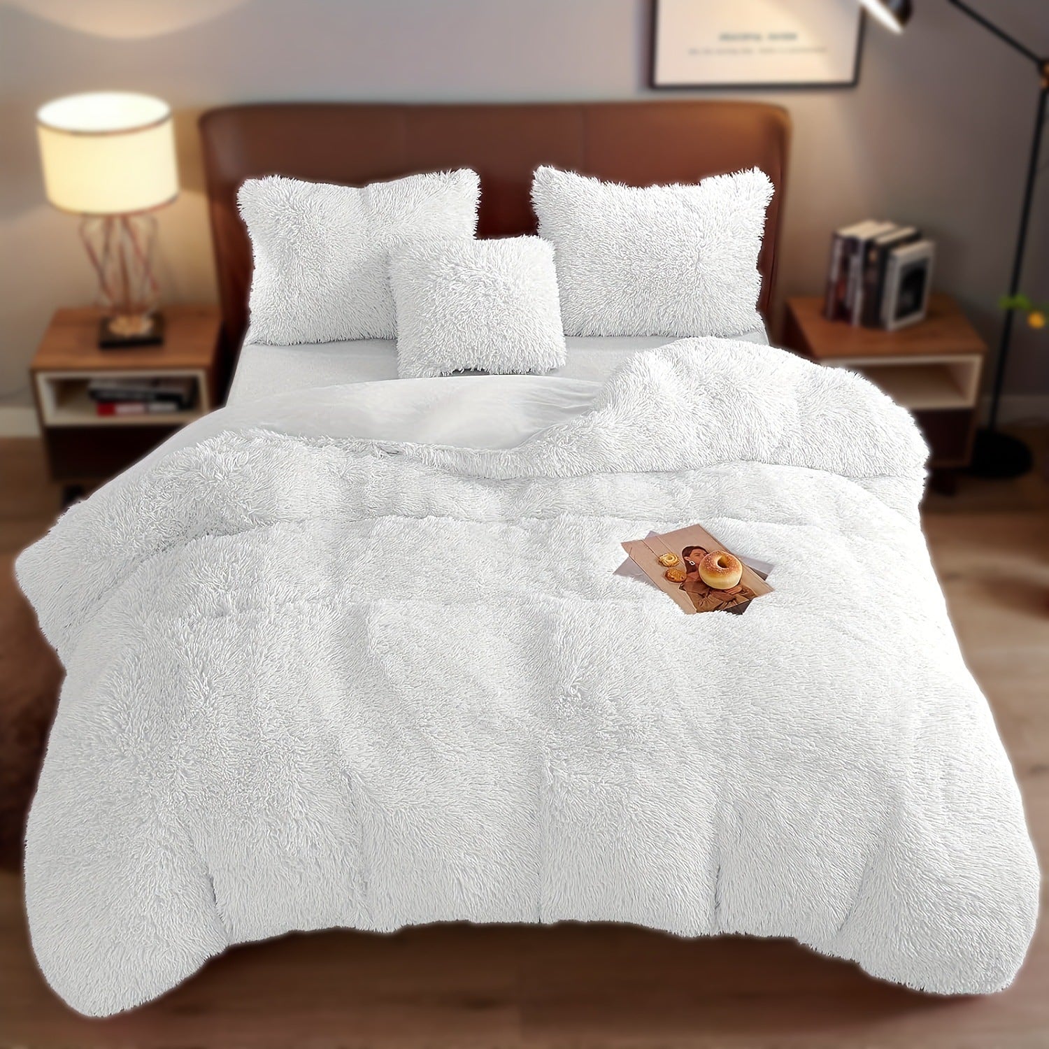 HKM-936723 Ultra Soft Velvet 4PC Duvet Cover Set in Solid Color – 100% Pure Cotton, Modern Design