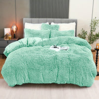 HKM-936723 Ultra Soft Velvet 4PC Duvet Cover Set in Solid Color – 100% Pure Cotton, Modern Design